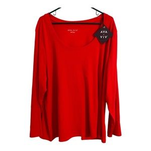 AVA & VIV Red Long Sleeved Tee 3X